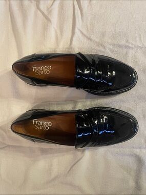 WOMENS Franco Sarto Black Patent Penny Loafers 8M